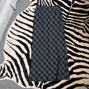 Vintage Plaid Gray Maxi Skirt